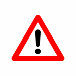 Hazard warning symbol indicating potential danger.