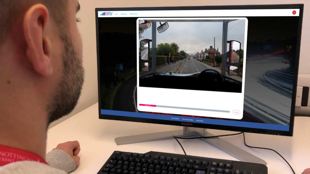 An image of a man completing esitu solutions online driver assessment