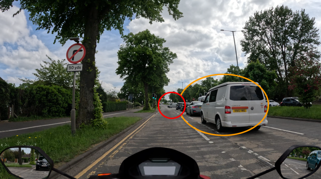 A screenshot of error based feedback for a motorcycle hazard test